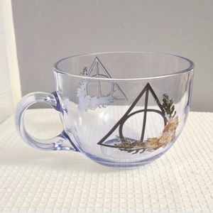 Harry Potter Floral Hallows Glass Coffee Cup Tea Mug Clear